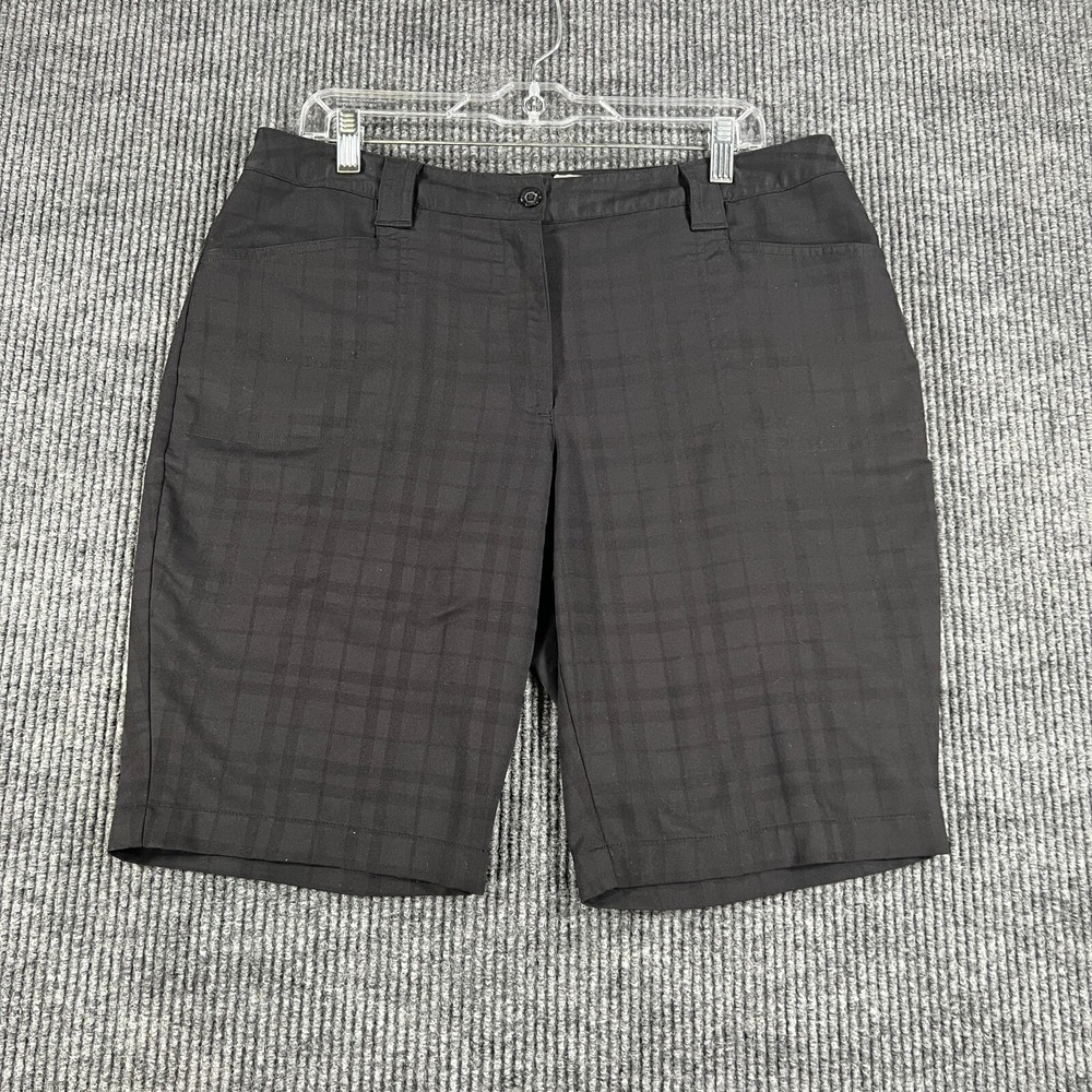 Slazenger Shorts Womens Size 12 Black Plaid Golf Outdoor Casual Lightweight